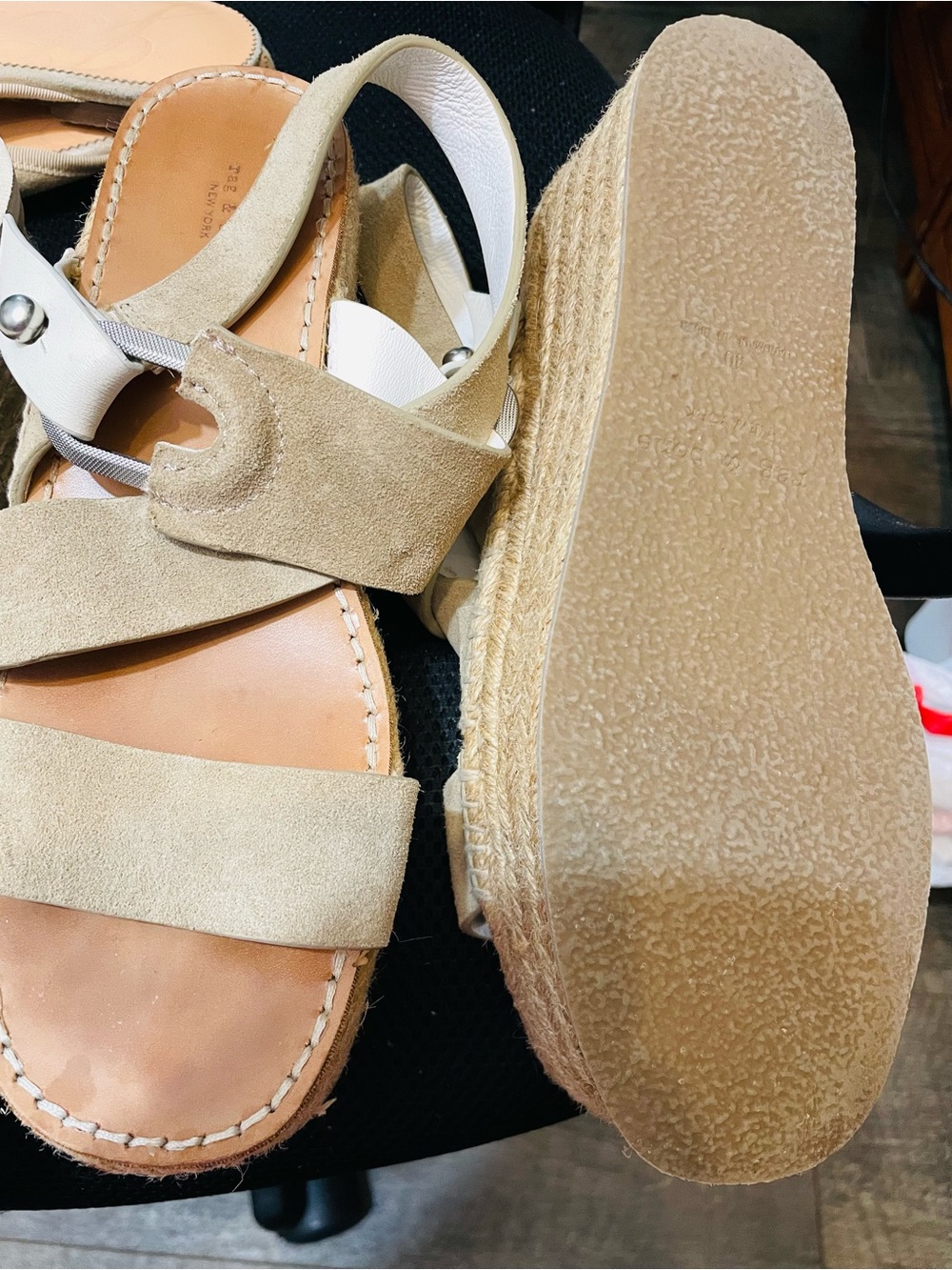 rag & bone Beige Suede Espadrille Platform Sandals